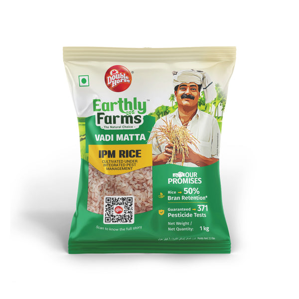 Double Horse Earthly Farms Vadi Matta IPM Rice 50% bran - 1 Kg.