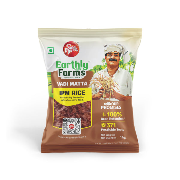 Double Horse Earthly Farms Vadi Matta IPM Rice 100% bran - 1 Kg