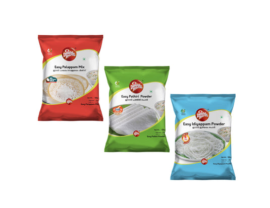 Easy Idiyappam Powder 500g & Easy Palappam Mix 500g & Easy Pathiri Powder 500g